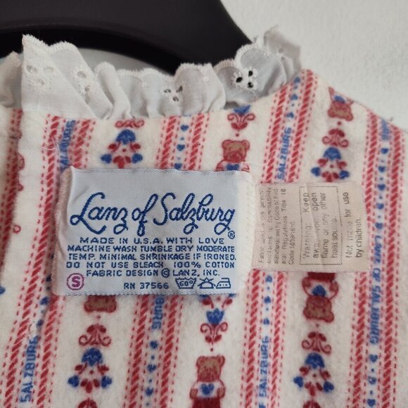 Ladies SZ S Lanz of Salzburg Teddy Pattern Flannel Nightgown - Picture 5 of 5